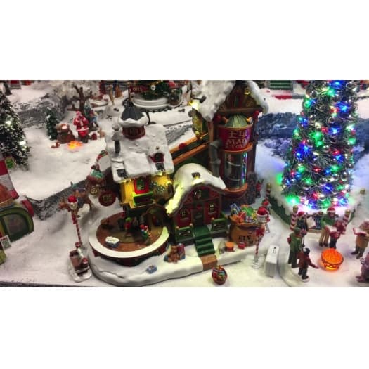 Елочная игрушка домик со светом 10 см см снеговик с елкой